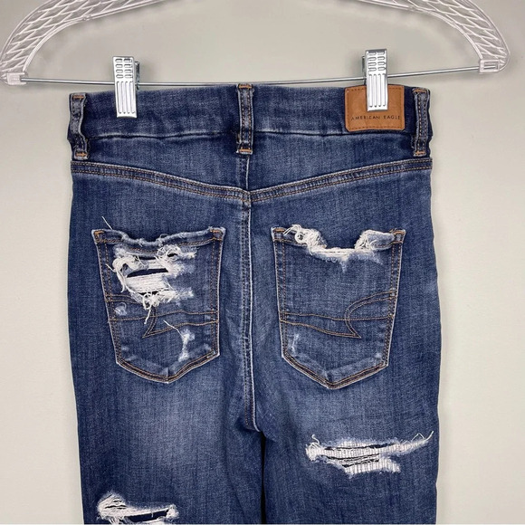 American Eagle Curvy Hi-Rise Jeggings Distressed Size 0 - Picture 4 of 9